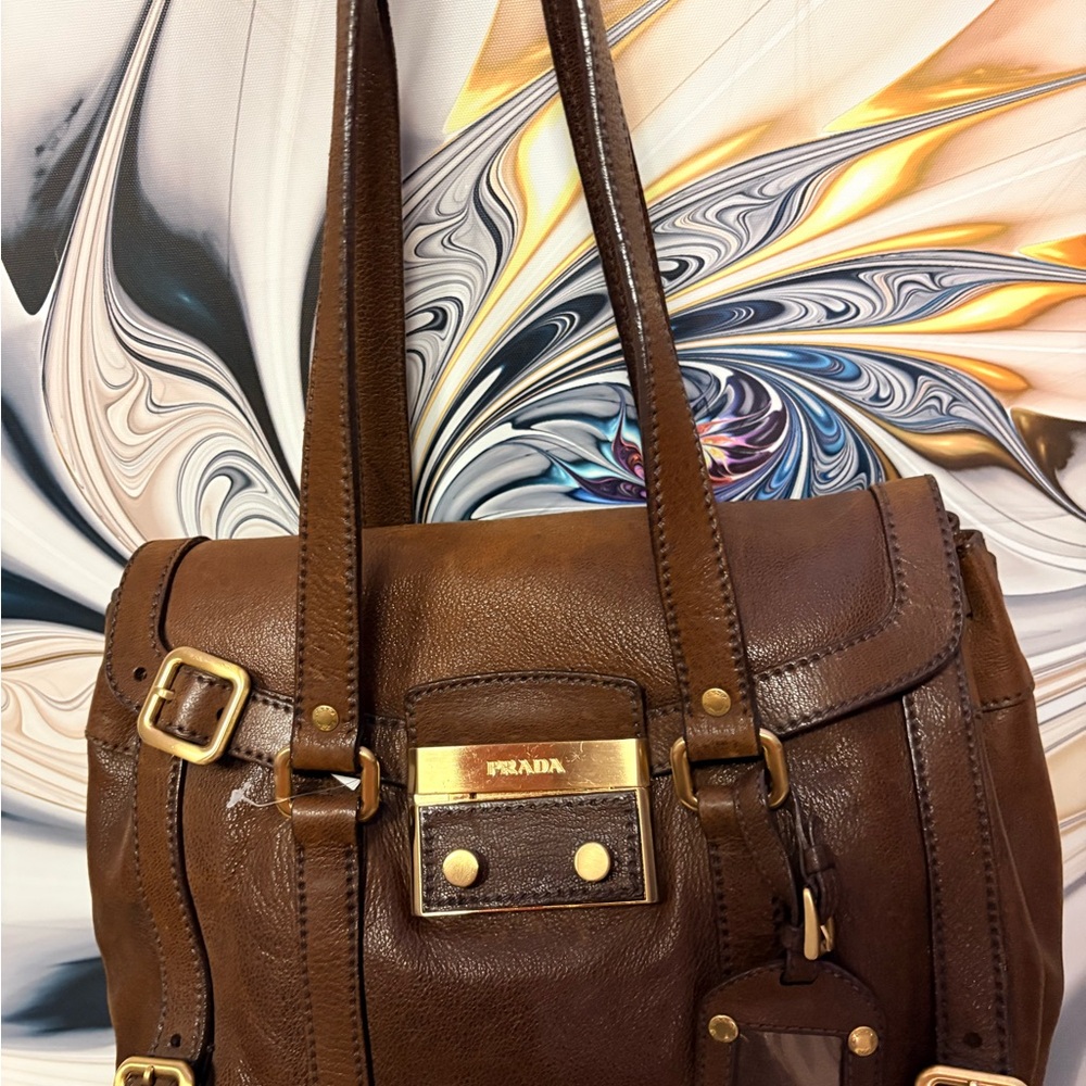 Prada Dark Brown Leather Shoulder Bag